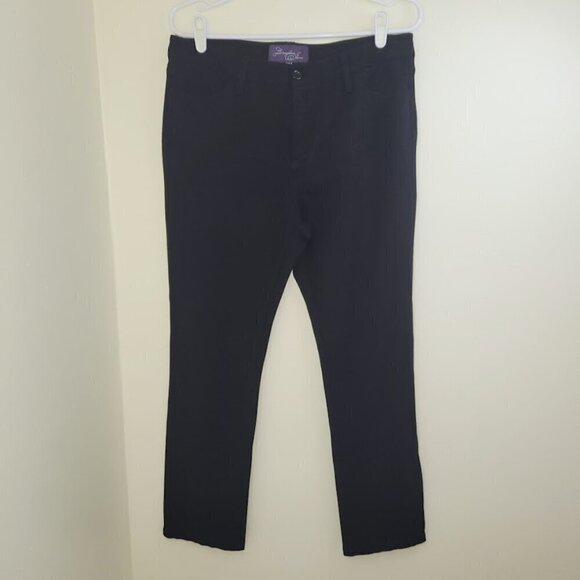 NYDJ Classic Straight Leg Knit Trouser Pant Black Women's Size 12P - Picture 2 of 12